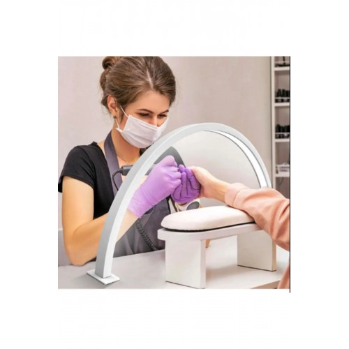 Masa Üstü 16inç Yarım Ay Ring Light Stand Güzellik Solunu Led Işık Tırnak-Kirpik-Manikür Işık BEYAZ